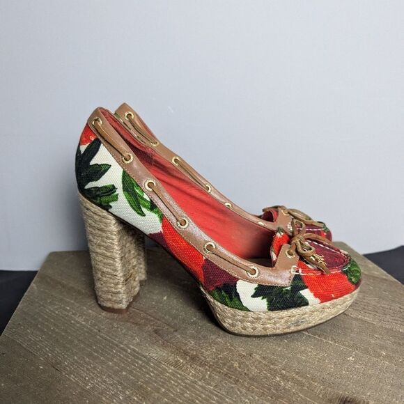 Milly for sperry floral canvas espadrille platform heels 8.5 - Picture 6 of 10